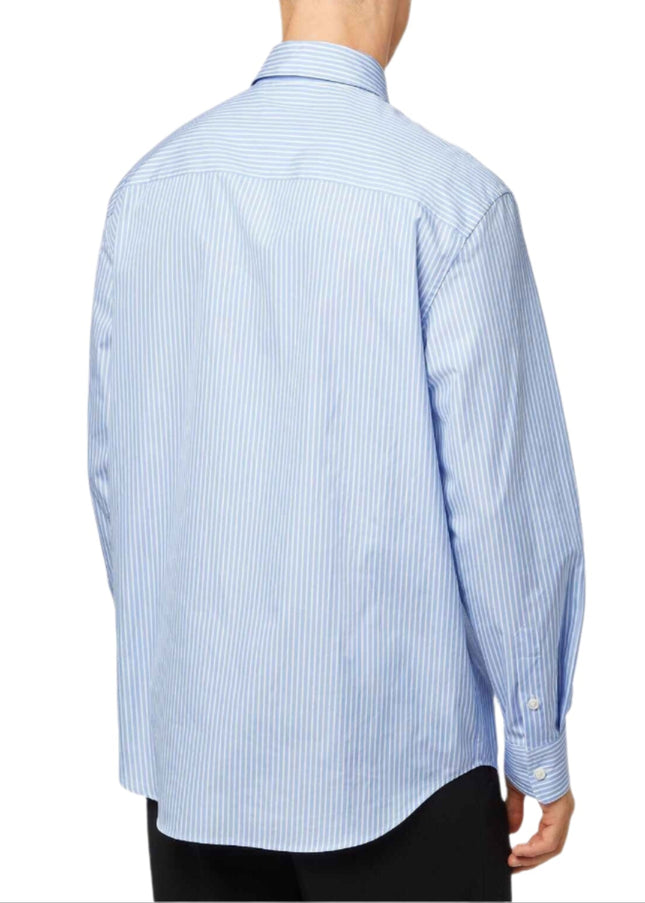 Versace White-Blue La Greca Striped Shirt