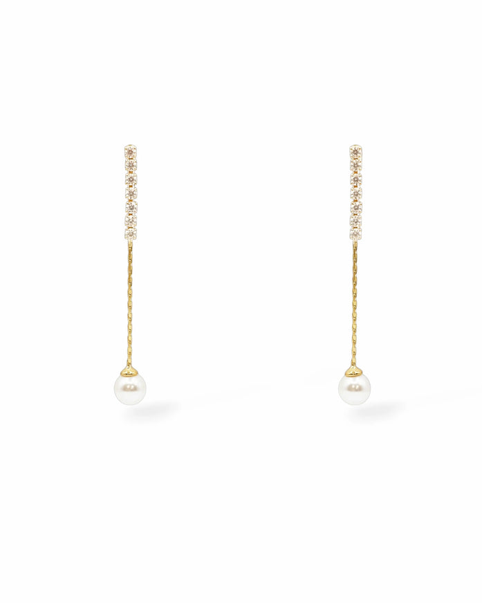 Victoria Crystal and Pearl Drop Earrings