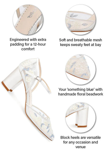 Bella Belle Vivian Something Blue Ivory Wedding Block Heels