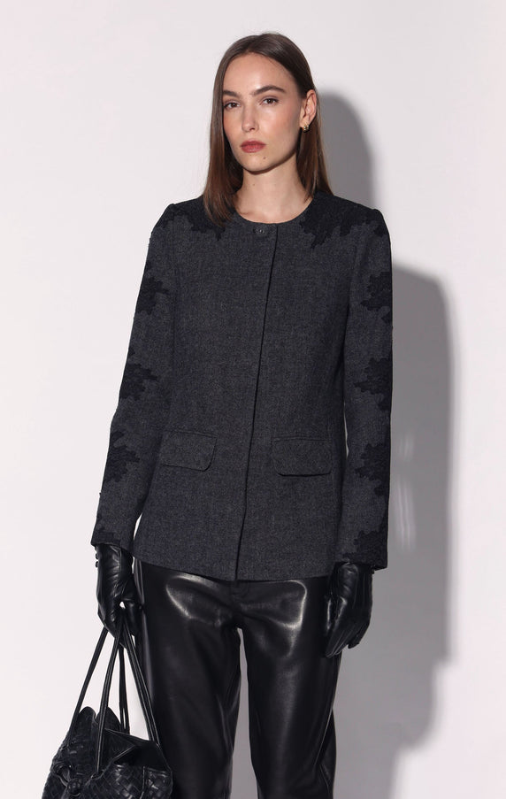Walter Baker Mirabel Jacket Black Grey Birdseye Lace
