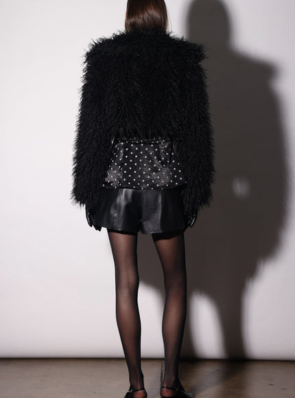 Walter Baker Louisa Coat Black Curl Faux Fur