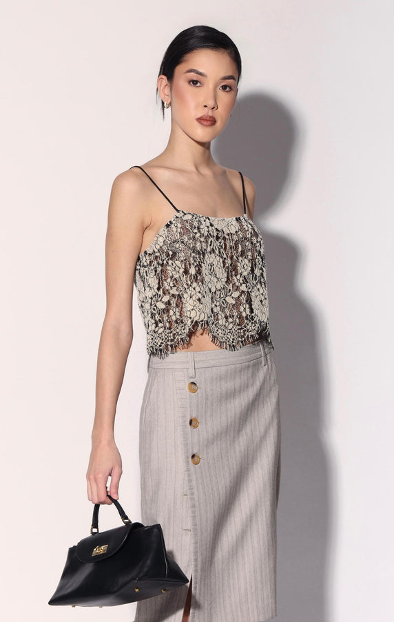 Walter Baker Danika Top Ivory Black Lace