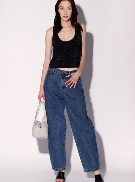 Walter Baker Emma Tank Top Black Rhinestone