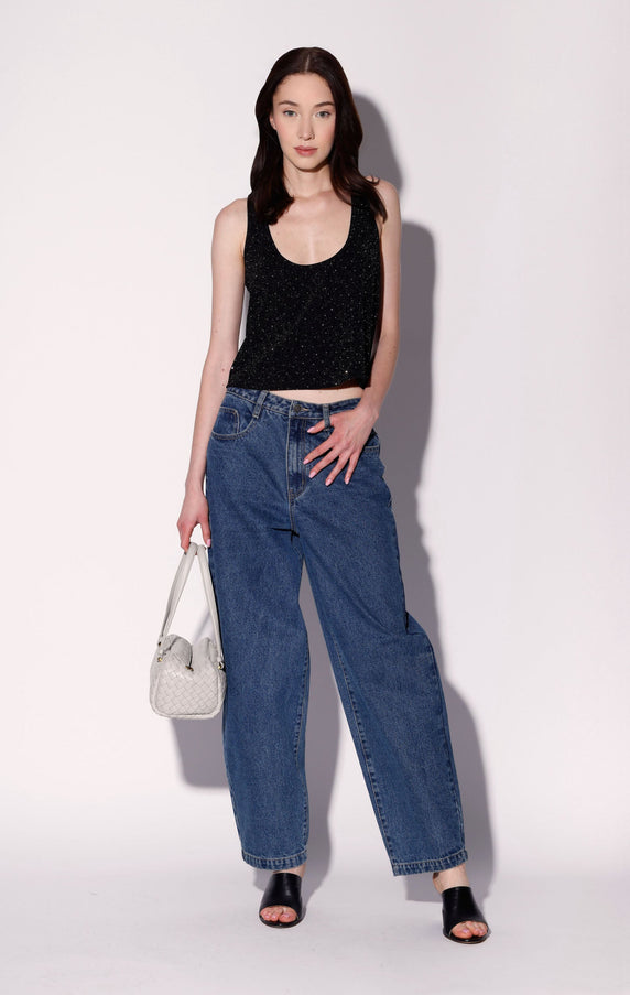 Walter Baker Emma Tank Top Black Rhinestone