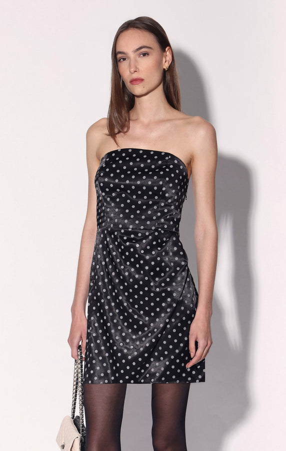 Walter Baker Sophie Dress Black White Polka Dot Satin
