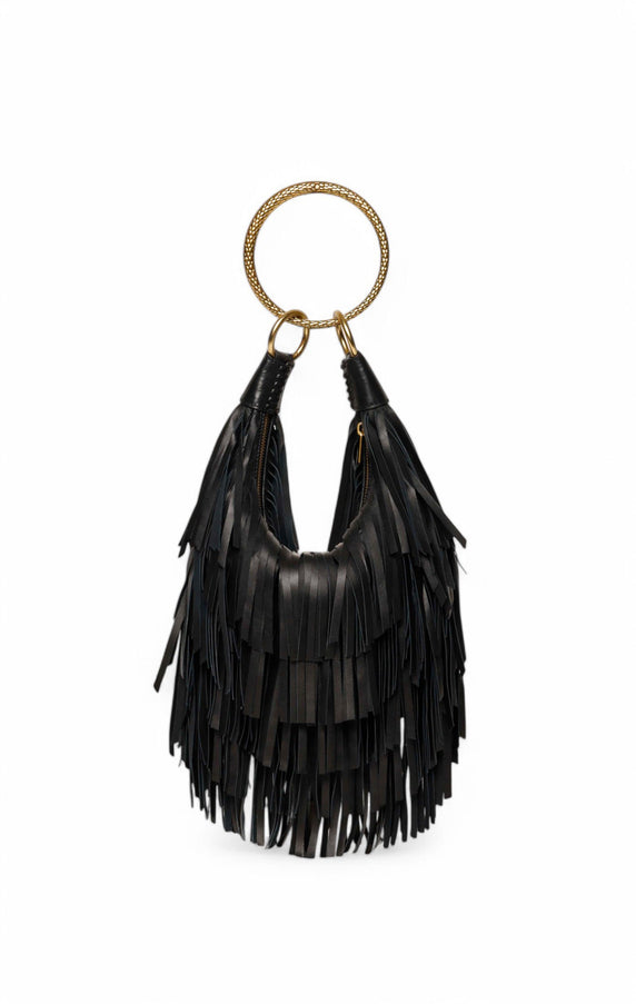 Walter Baker Freya Fringe Mini Hobo Black