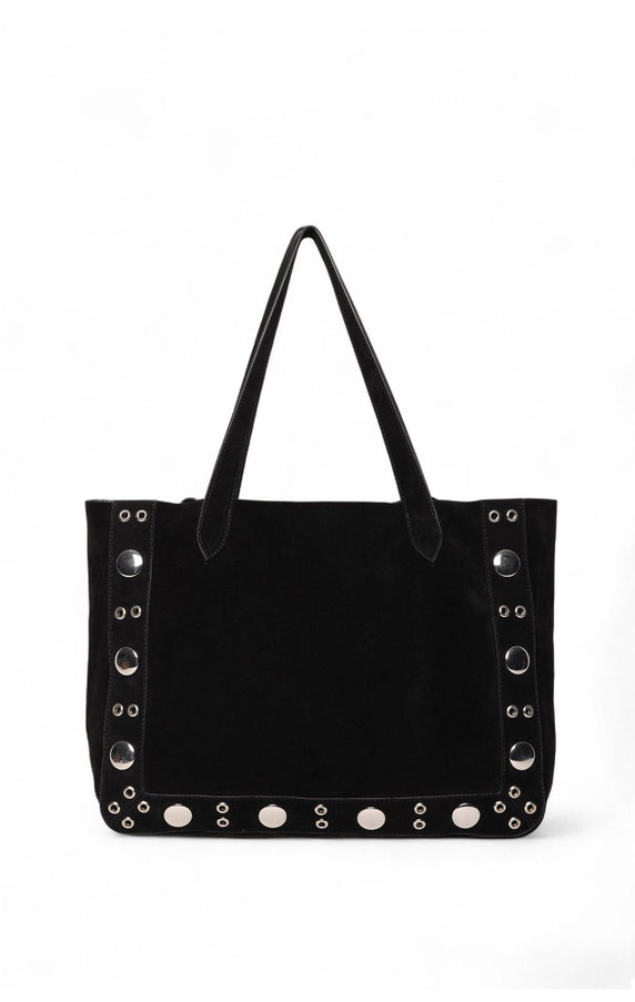 Walter Baker Flynn Studded Tote Black Suede