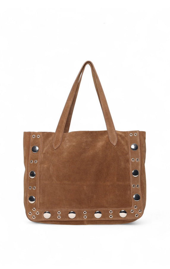 Walter Baker Flynn Studded Tote Brown Suede Goat