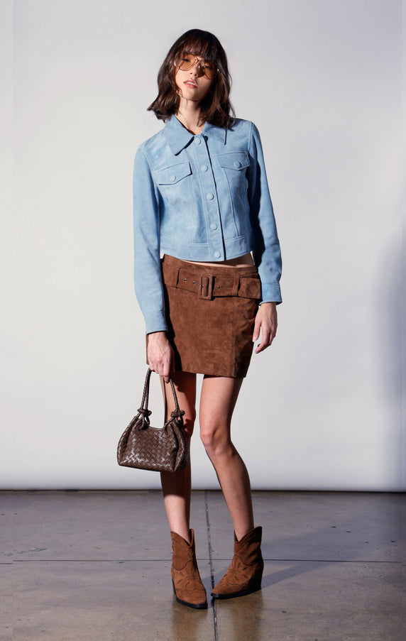 Walter Baker Kacey Jacket Baby Blue Suede Leather