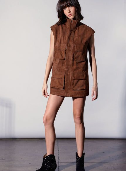 Walter Baker Renata Vest Chestnut Suede Leather