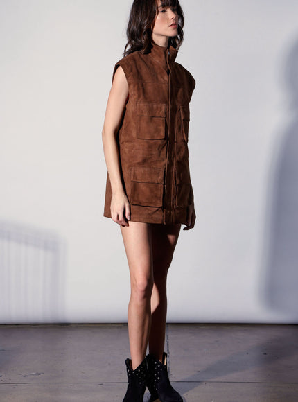 Walter Baker Renata Vest Chestnut Suede Leather