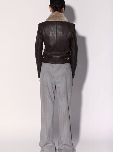 Walter Baker Liza Jacket Brown Leather Taupe Fur