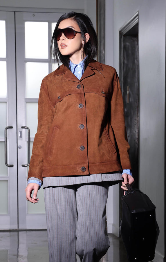 Walter Baker Sullivan Jacket Cognac Suede Leather