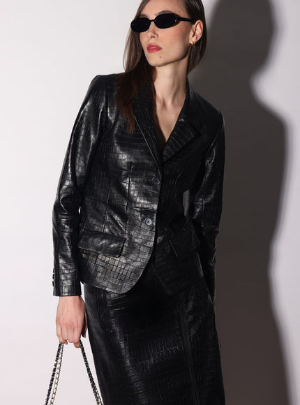 Walter Baker Nolan Blazer Black Croc Leather