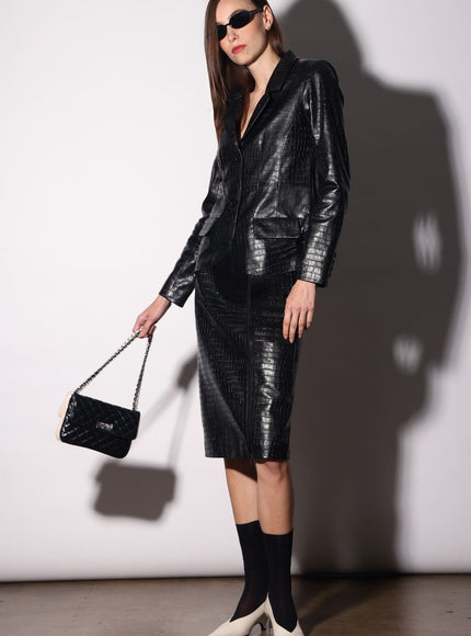 Walter Baker Nolan Blazer Black Croc Leather