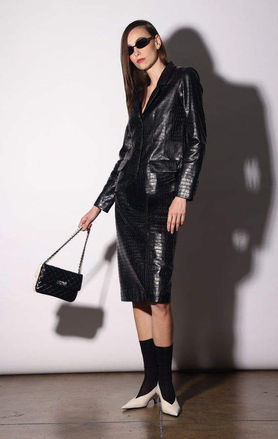 Walter Baker Nolan Blazer Black Croc Leather