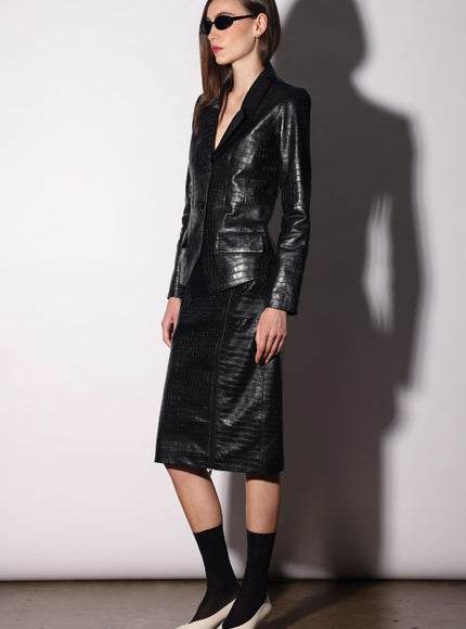 Walter Baker Nolan Blazer Black Croc Leather