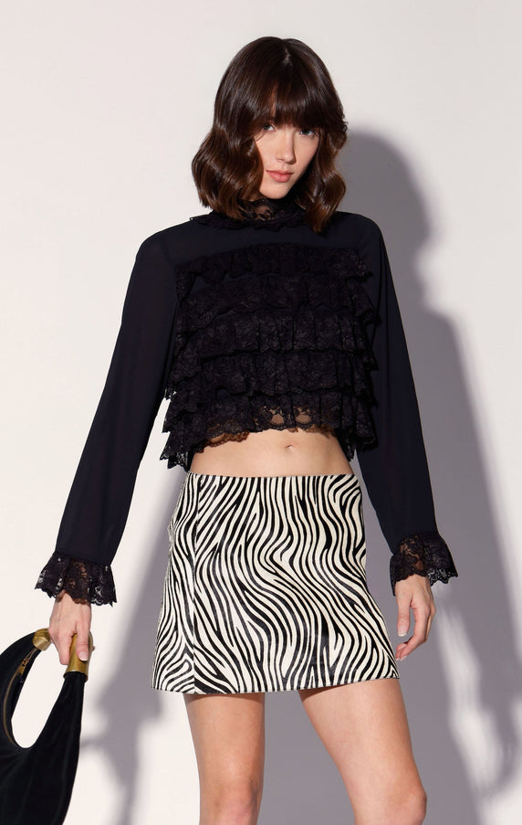 Walter Baker Lana Skirt Zebra Calf Hair Leather