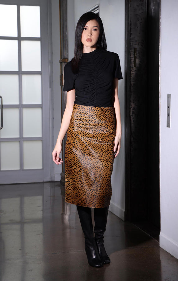 Walter Baker Sheila Skirt Cheetah Calf Hair Leather