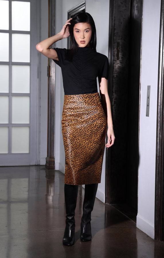 Walter Baker Sheila Skirt Cheetah Calf Hair Leather