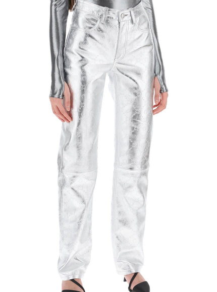 Marine Serre moonogram pants in laminated leather