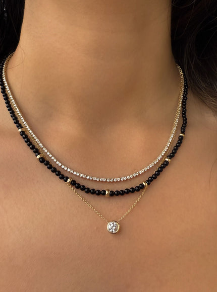 Zoe Lev 14K Gold Black Onyx Segment Bead Necklace
