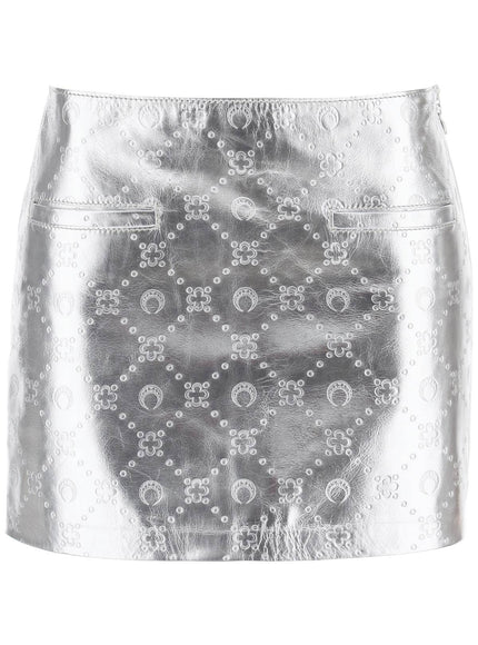 Marine Serre moonogram mini skirt in laminated leather