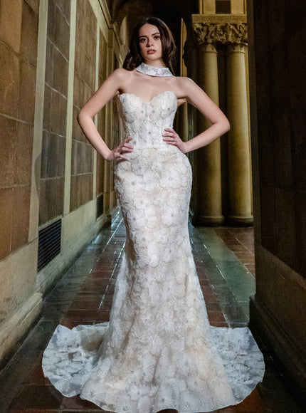 Yumi Katsura Wallace Beaded Lace Wedding Gown