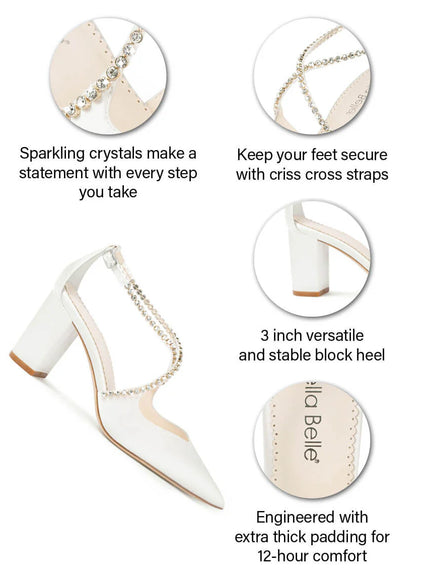 Bella Belle Massie Ivory Crystal Block Heel Bridal Shoe