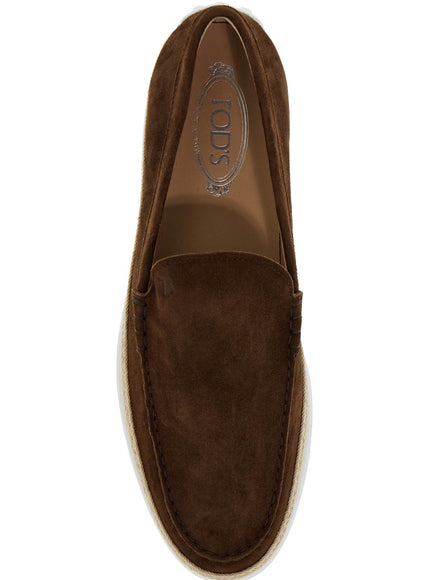 Tod's Suede Slip-On Shoe With Rafia Insert