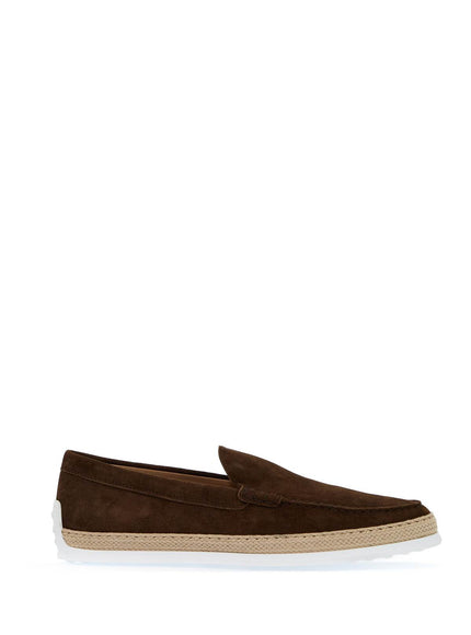 Tod's Suede Slip-On Shoe With Rafia Insert