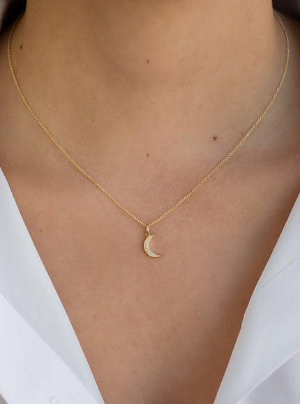 Zoe Lev Diamond Moon Necklace