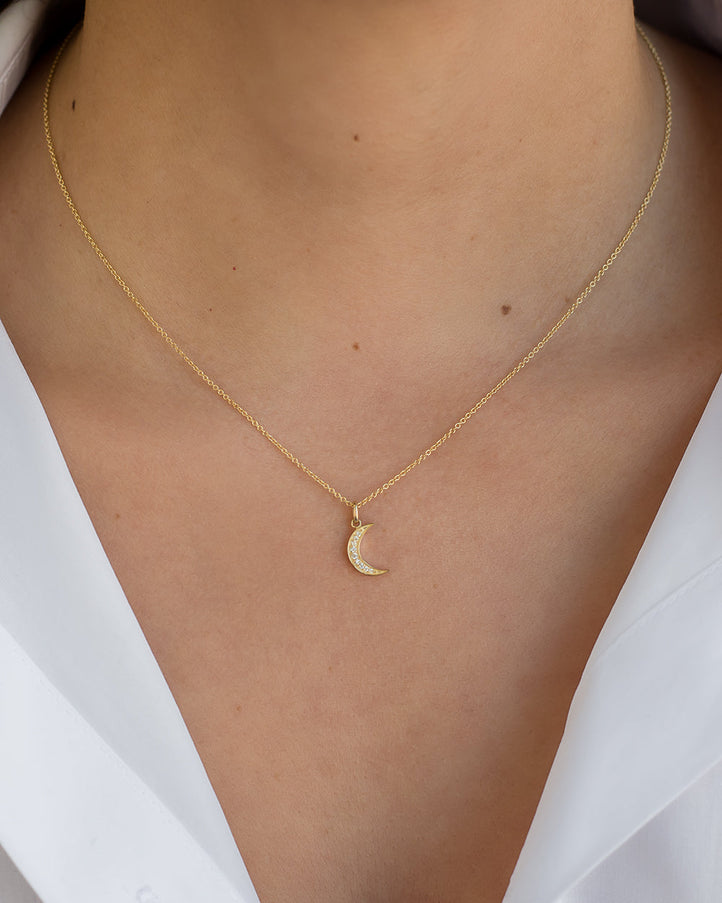 Zoe Lev Diamond Moon Necklace