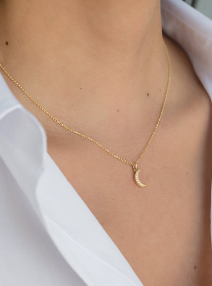 Zoe Lev Diamond Moon Necklace
