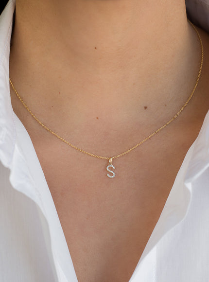 Zoe Lev Jewelry 14k Diamond Initial Pendant