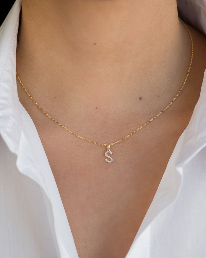 Zoe Lev Jewelry 14k Diamond Initial Pendant