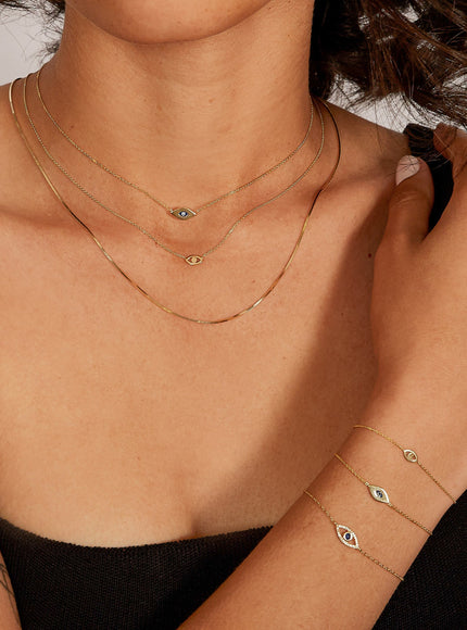 Zoe Lev 14K Gold Mini Evil Eye Bracelet