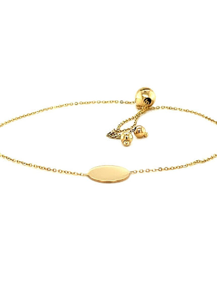 Adjustable Bracelet with Shiny Circle in 14k Yellow Gold - Ellie Belle