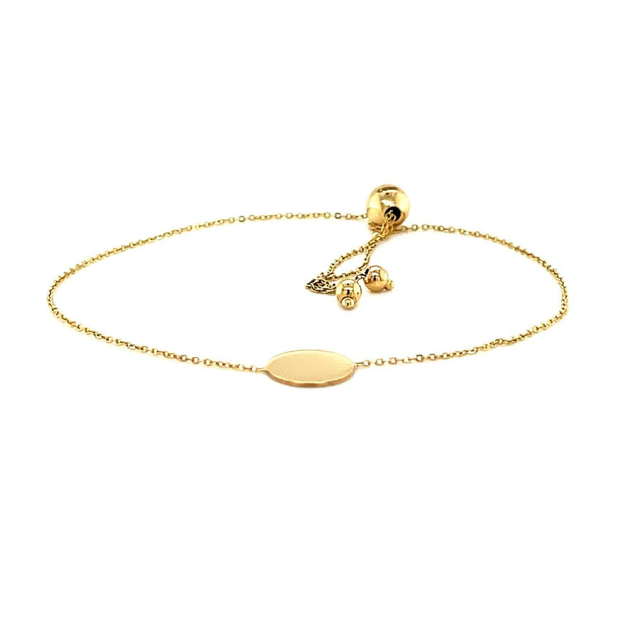 Adjustable Bracelet with Shiny Circle in 14k Yellow Gold - Ellie Belle