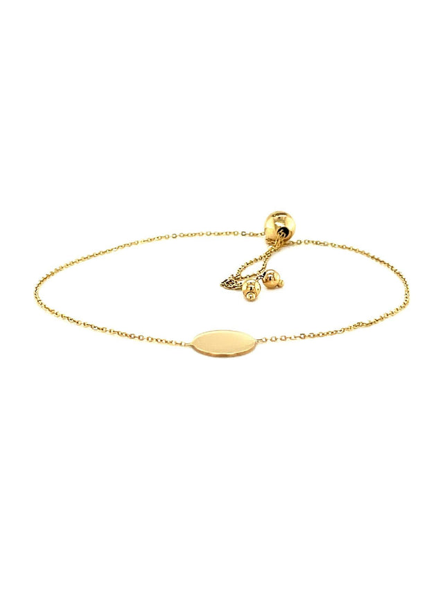 Adjustable Bracelet with Shiny Circle in 14k Yellow Gold - Ellie Belle