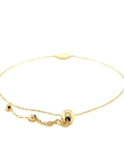 Adjustable Bracelet with Shiny Circle in 14k Yellow Gold - Ellie Belle