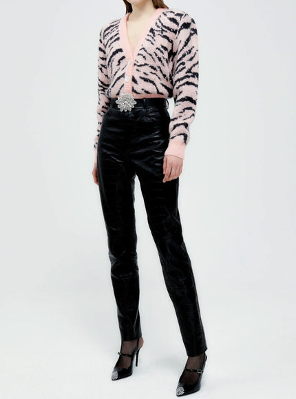Alessandra Rich Zebra Pattern Knitted Cardigan - Ellie Belle