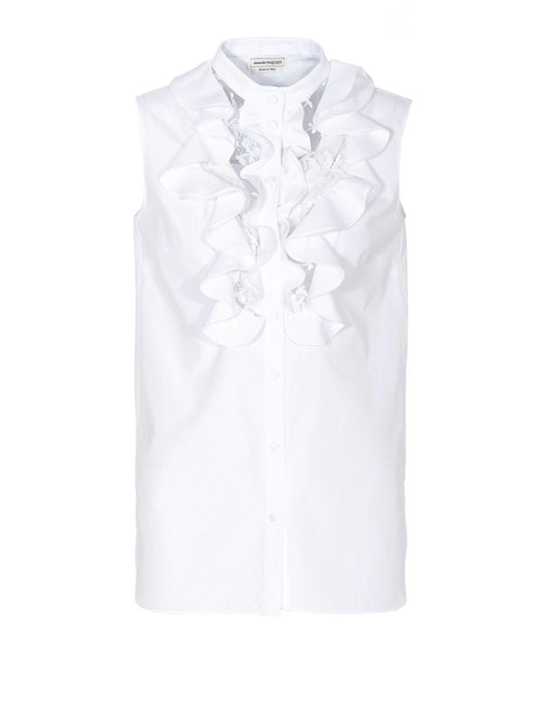 Alexander Mcqueen Ruffle Detailed Poplin Top