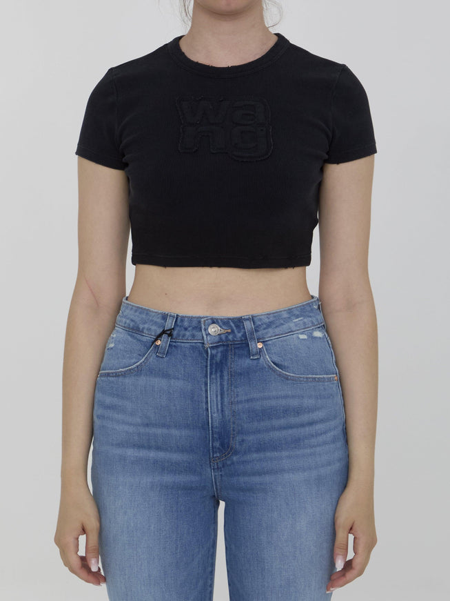 Alexander Wang Baby Tee With Logo In Black - Ellie Belle