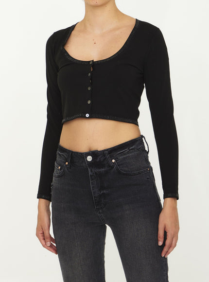 Alexander Wang Crop Cardigan With Crystals - Ellie Belle