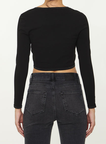 Alexander Wang Crop Cardigan With Crystals - Ellie Belle