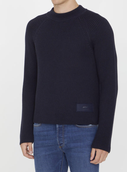 Ami Paris Blue Jumper With Patch - Ellie Belle