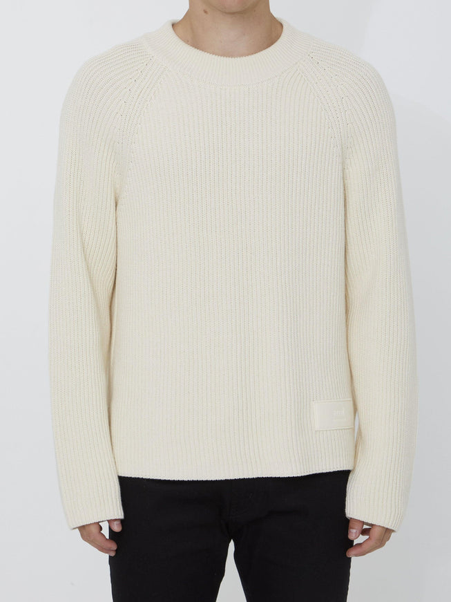 Ami Paris Ivory Jumper With Patch - Ellie Belle