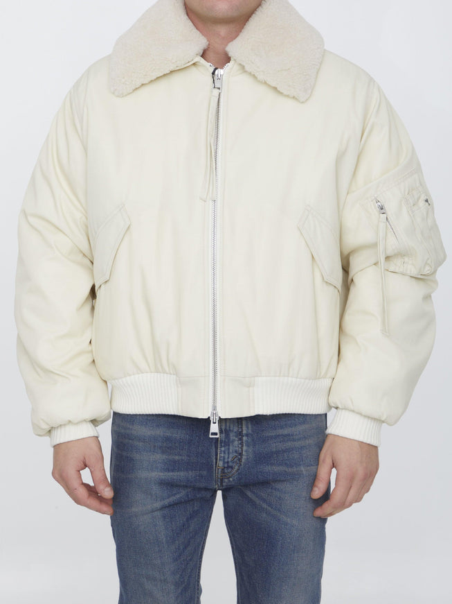 Ami Paris Shearling Collar Bomber Jacket - Ellie Belle