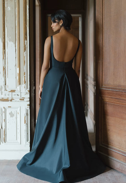 Anne Barge Melrose High-Low Gown with Dahlia Embroidery
